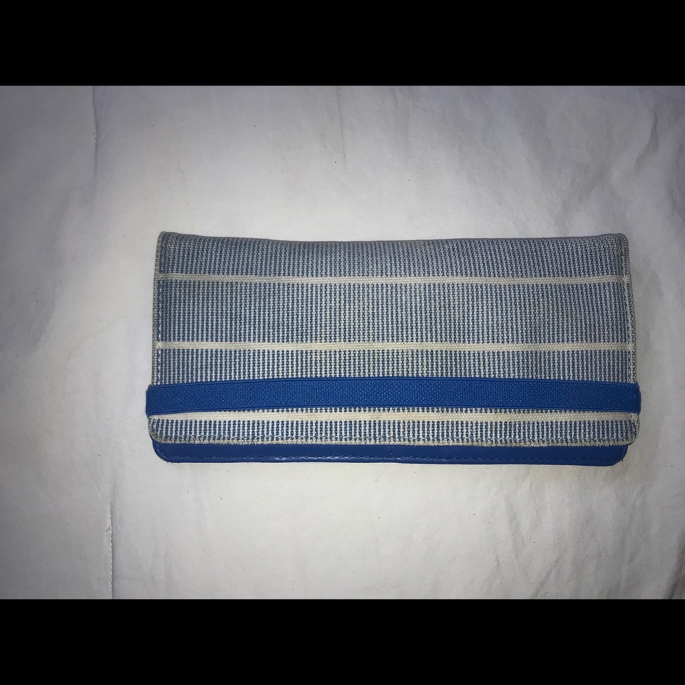 Kate Spade: blue/white stripe fabric wallet